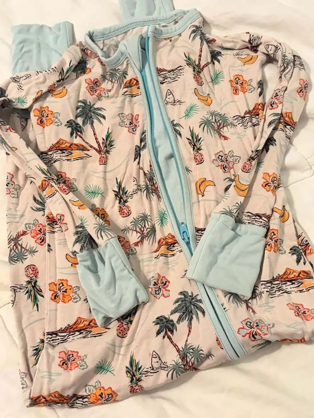 Velveteen by Bunny Knots Bamboo Zip Sleeper Pajamas Tropical Beach Print 18-24M